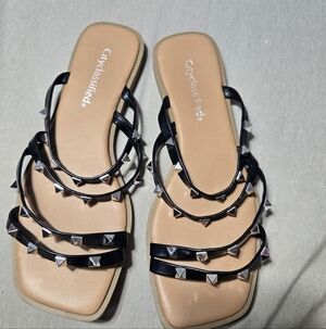 CityClassified Strappy Studded Sandals Flat Size 7